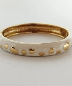 Bracciale rigido Stroili Oro coll. "Sal Y Limon" metallo dorato smaltato bianco con cuori