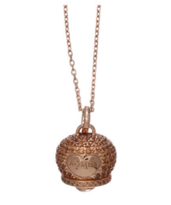 Collana da donna AMEN in argento sterling 925 rosè ciondolo campanella con zirconi