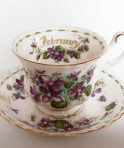 Tazza da tè con piattino Royal Albert collezione "Flower of the month" mese di febbraio/february