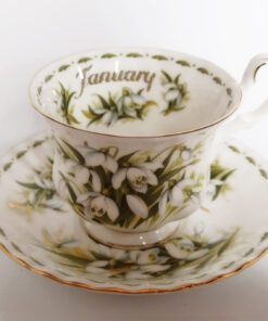 Tazza da tè con piattino Royal Albert collezione "Flower of the month" mese di gennaio/january