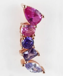 Mono Orecchino da donna in argento rosè 925 e cristalli colorati cubic zirconia nei toni del rosa, blu e viola