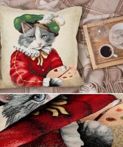 Alternative view of Cuscino decorativo gatto Michelangelo per divano tessuto Lavorazione Gobelin con inserti Lurex