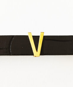 Alternative view of Bracciale Vanto Gioielli in oro giallo 18kt e pelle nera lettera "V"